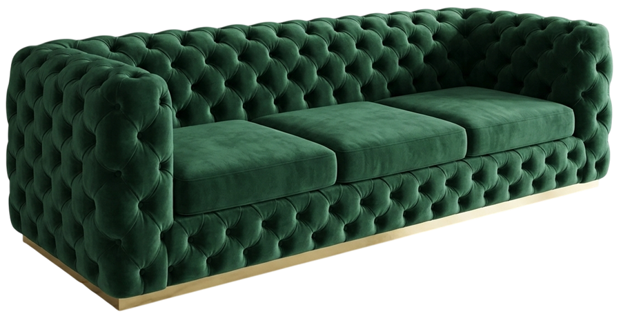 Chesterfield sofa in emerald velvet, made by Sofa Square Furniture, Koramangala